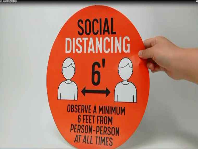 橙色社交距離貼